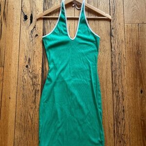 Retro green and white dress